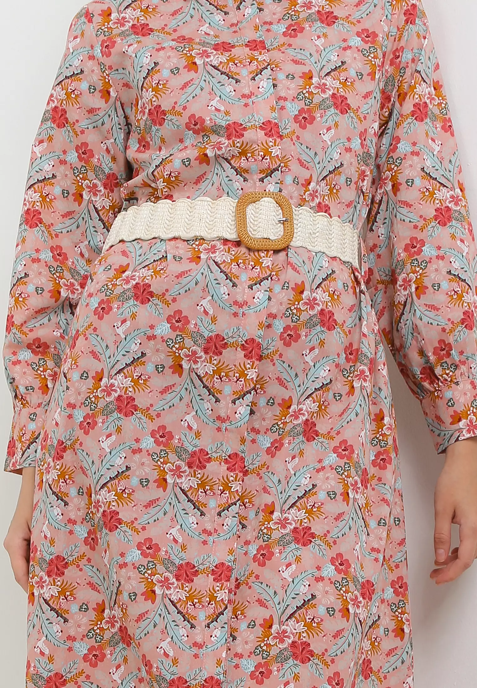 MFMW Vyora Dress Gamis Dusty Pink Motif Bunga