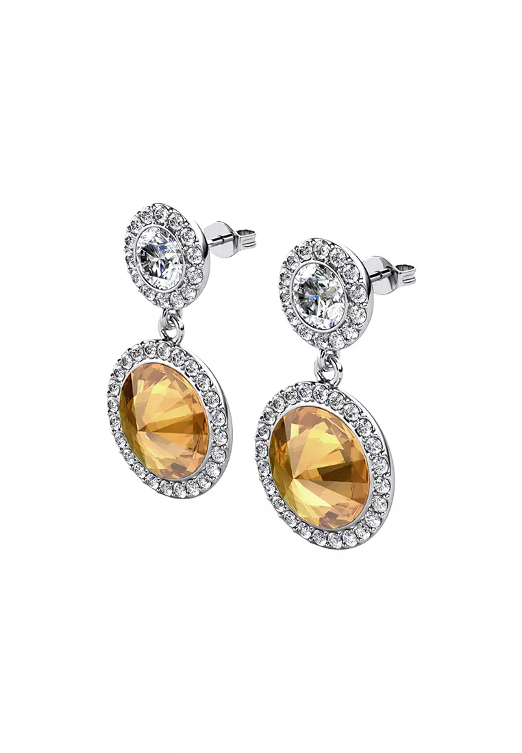 Dangling Circlet WG Champagne - Anting Crystal by Her Jewellery