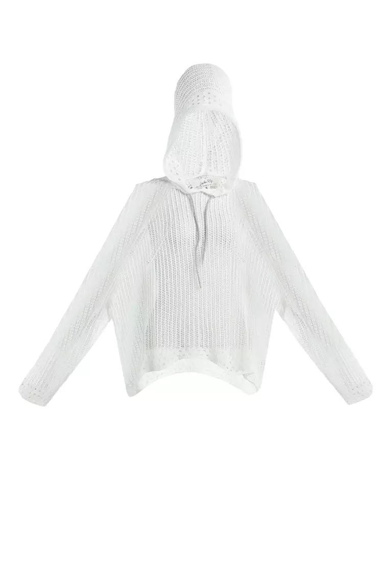 White clearance mesh hoodie