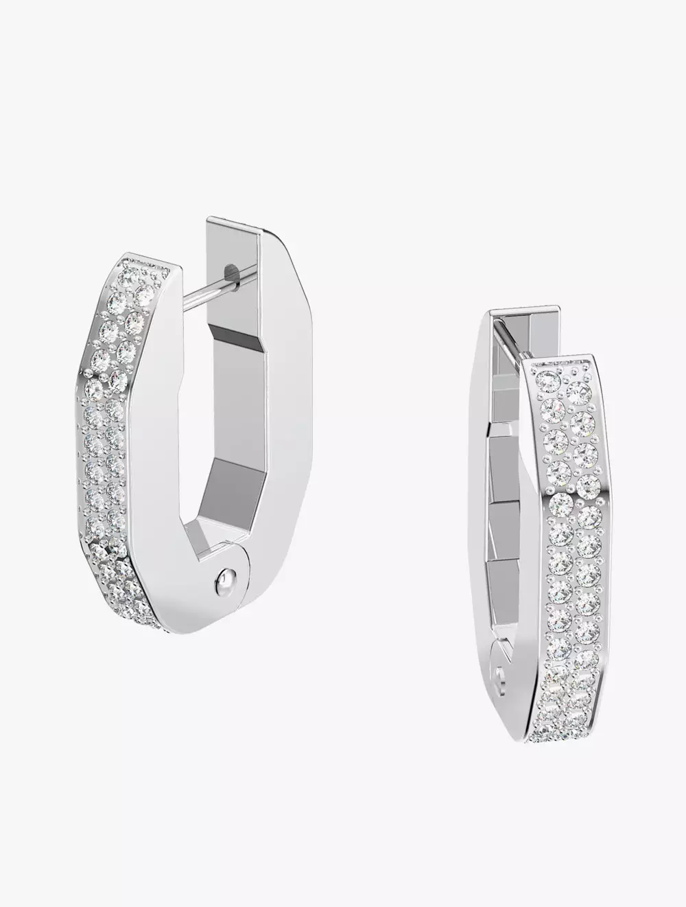 Jual Swarovski Dextera Hoop Earrings, Octagonal, Small, White, Rhodium ...