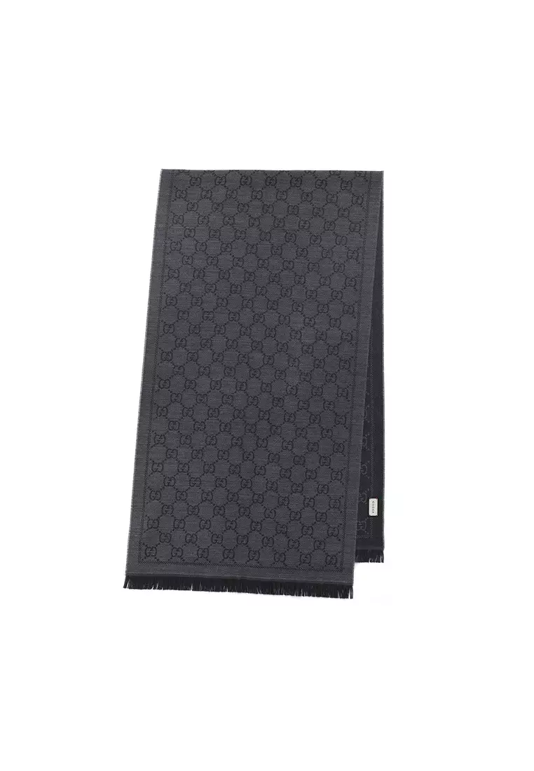 Gg Jacquard Pattern Knitted Scarf