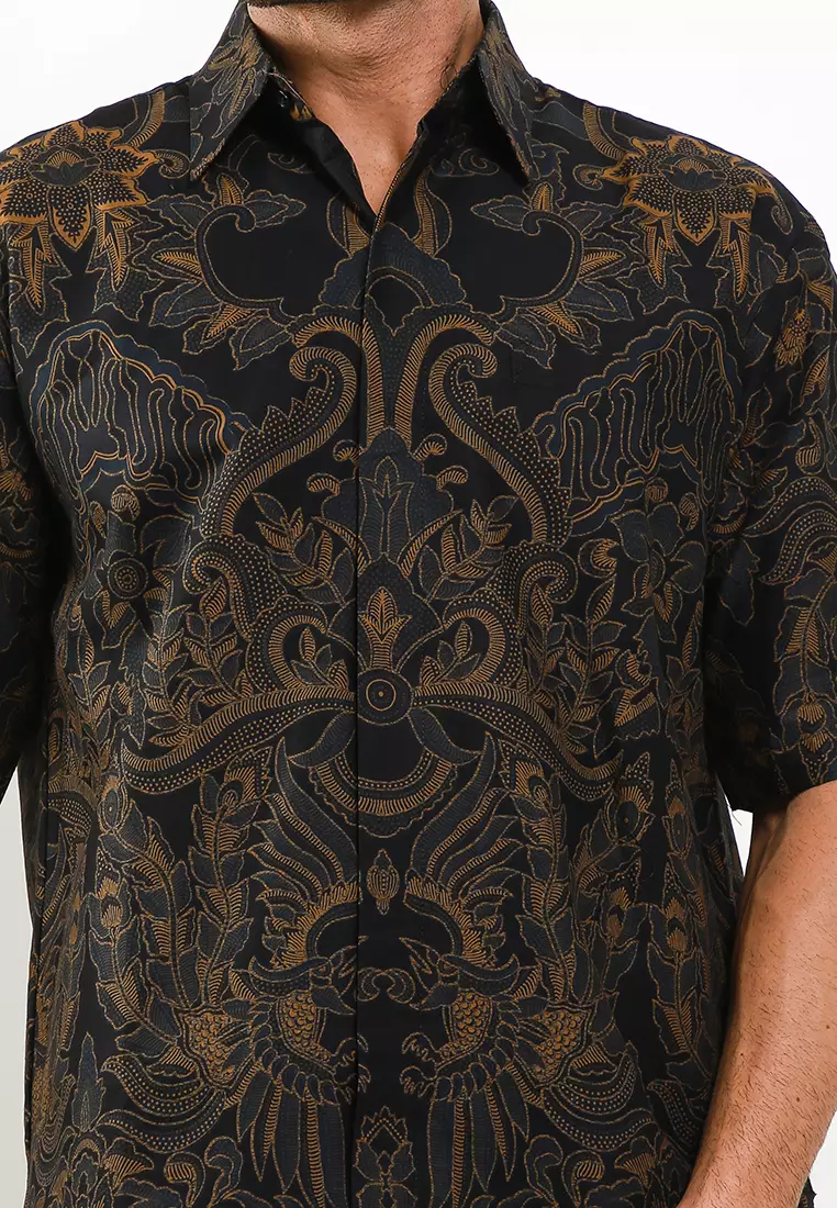 BATIK TALENTA EXCLUSIVE Lengan PENDEK PISANG BALI NAVY 02