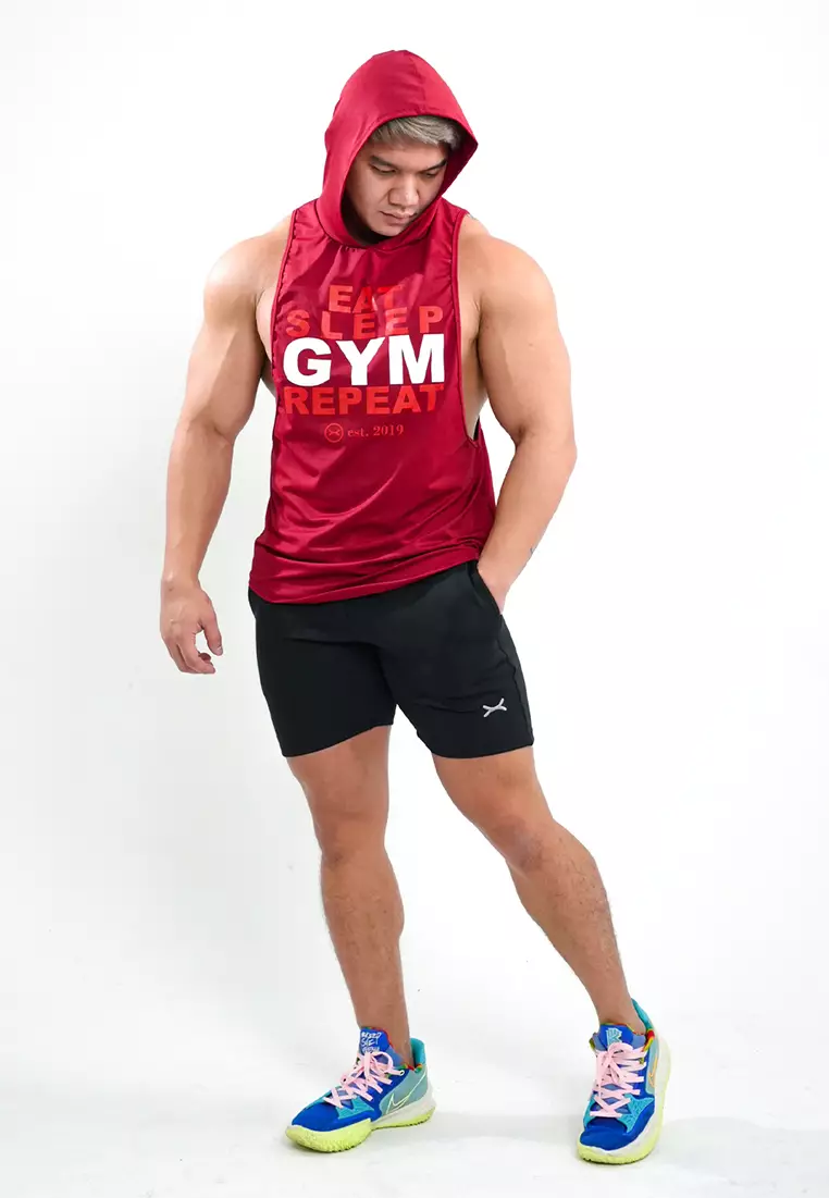 Hoodie Super Deepcut Eat Sleep Gym Repeat series Maroon