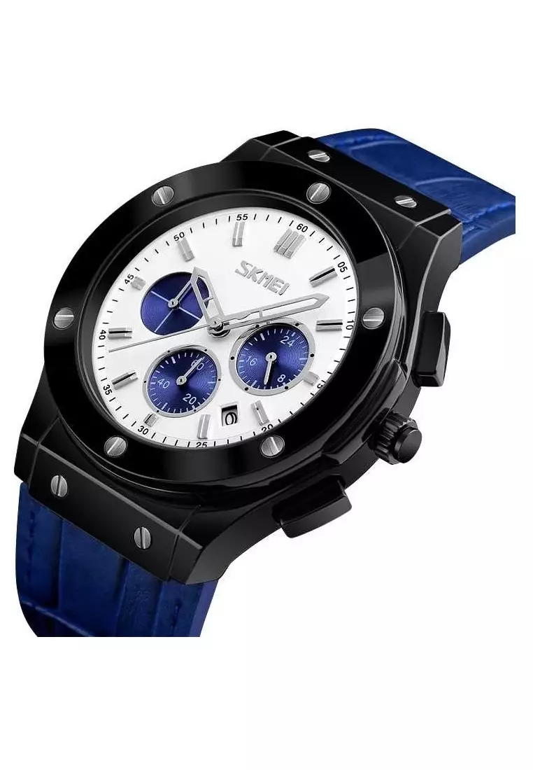 Jam Tangan Analog Elegan Pria Waterproof 30m Strap Tali Material PU Leather MM99 ORIGINAL