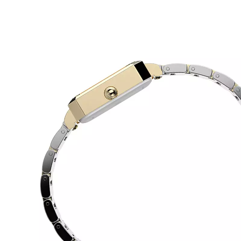 Jam Tangan Wanita Timex Dress TW2Y01300 Ladies White Analog Dial Dual Tone Stainless Steel Strap