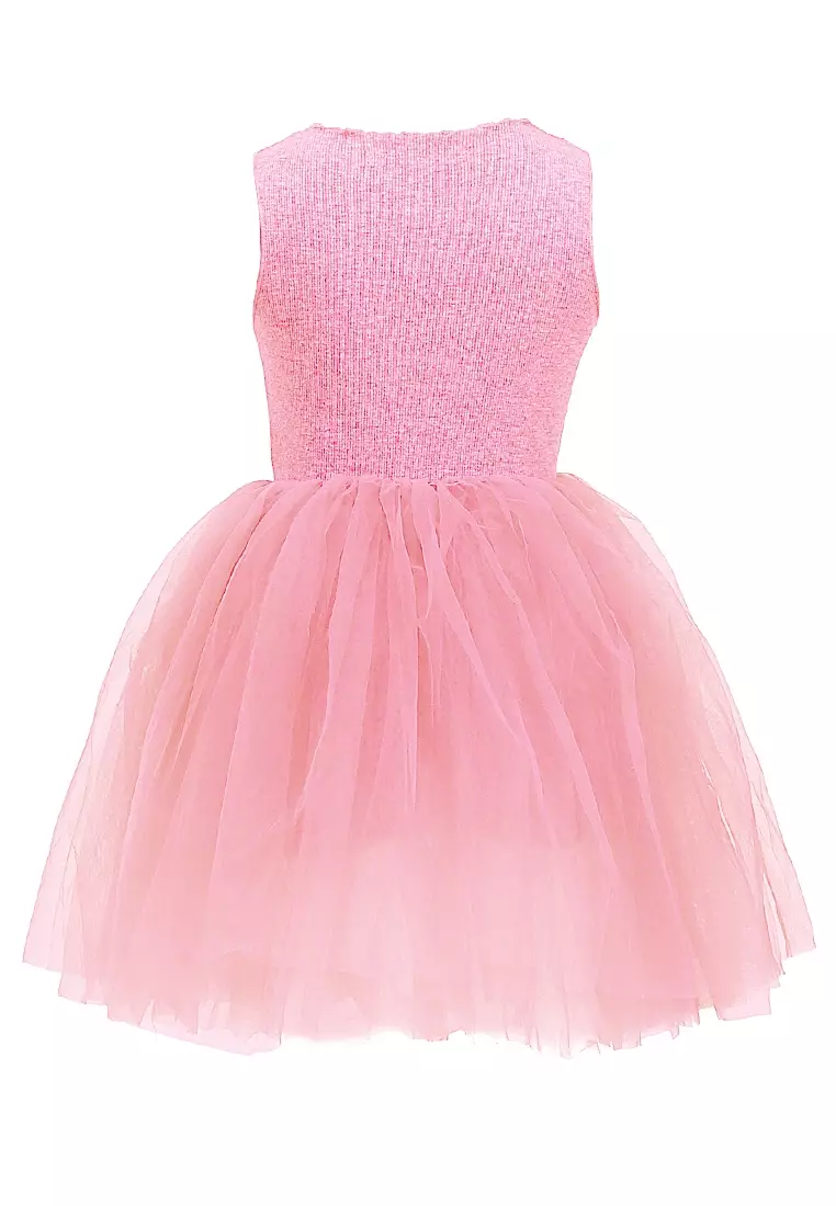 Bianca Dress Anak Perempuan Motif Bintang Gaun Desain Payet Sleeveless Material Cotton ORIGINAL - Pink