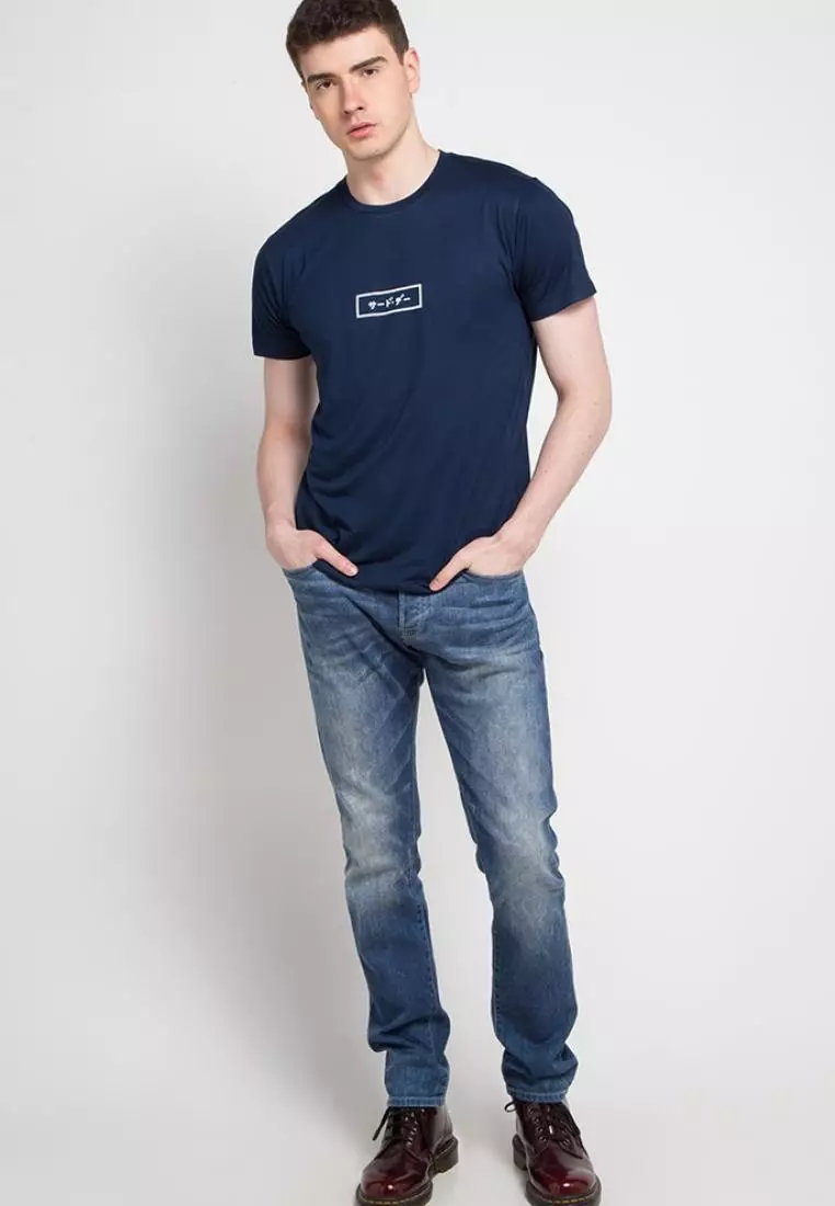 MTD53D smallrec katakana nv T-shirt Kaos Pria Navy