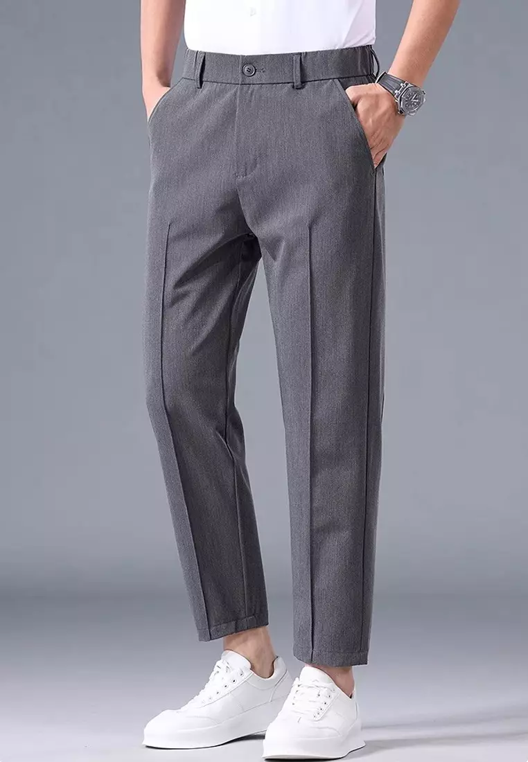 Men's Elasticated Waist Ankle Suit Pants
