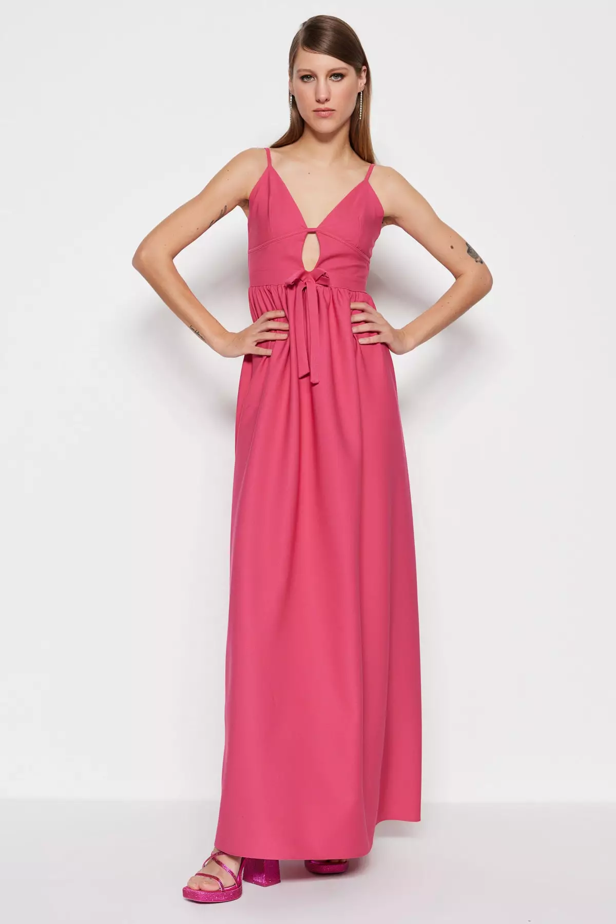 Buy Trendyol Fuchsia Lined Evening Dress with Window Cut Out