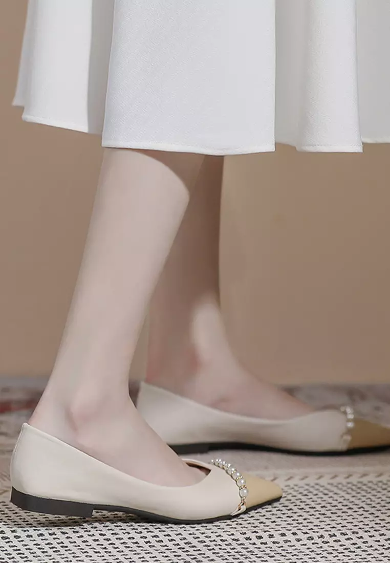Pearl Embellished Flat Shoes WW373-9
