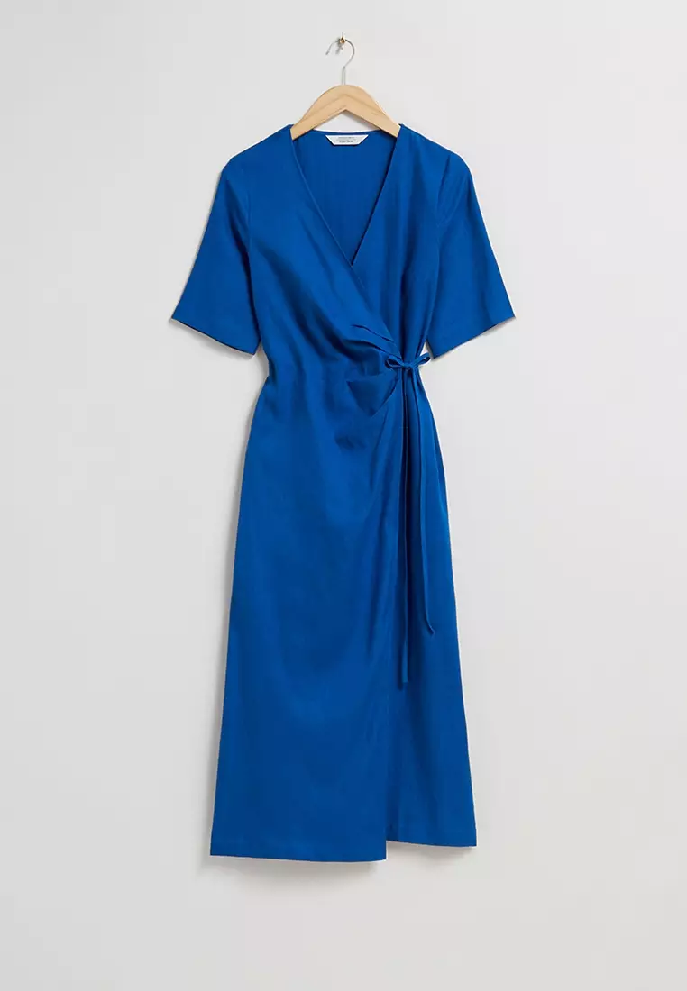 Electric blue wrap dress hotsell