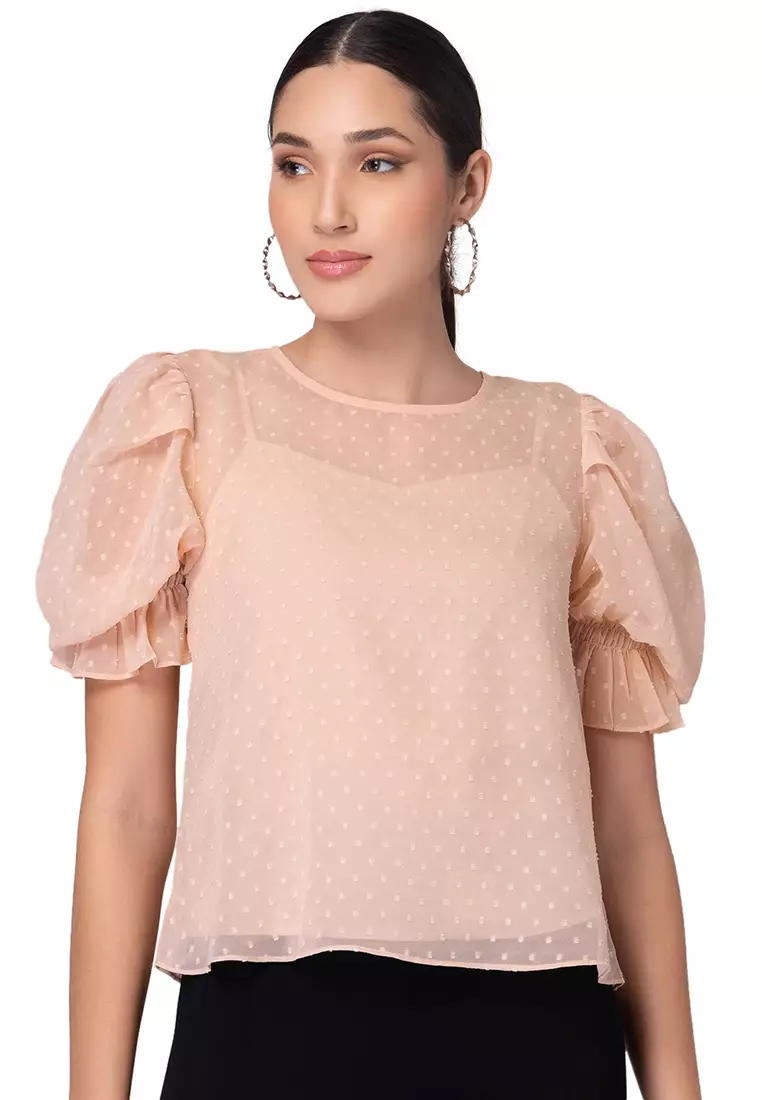 Bluelea puff sleeve blouse Light pink