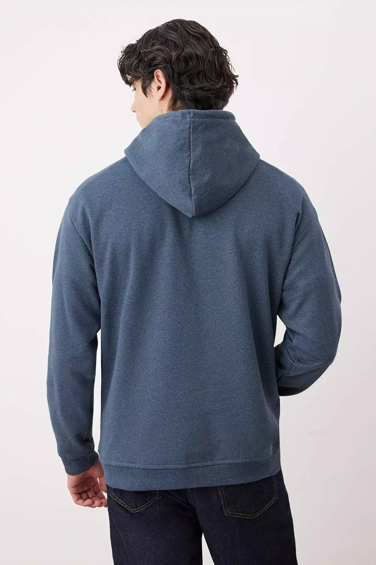 Indigo Oversize/Wide Cut Hooded Fleece/Warm Sweatshirt
