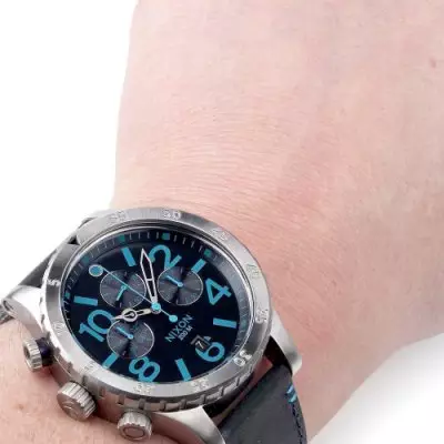 NIXON 48-20 CHRONO LEATHER DARK BLUE