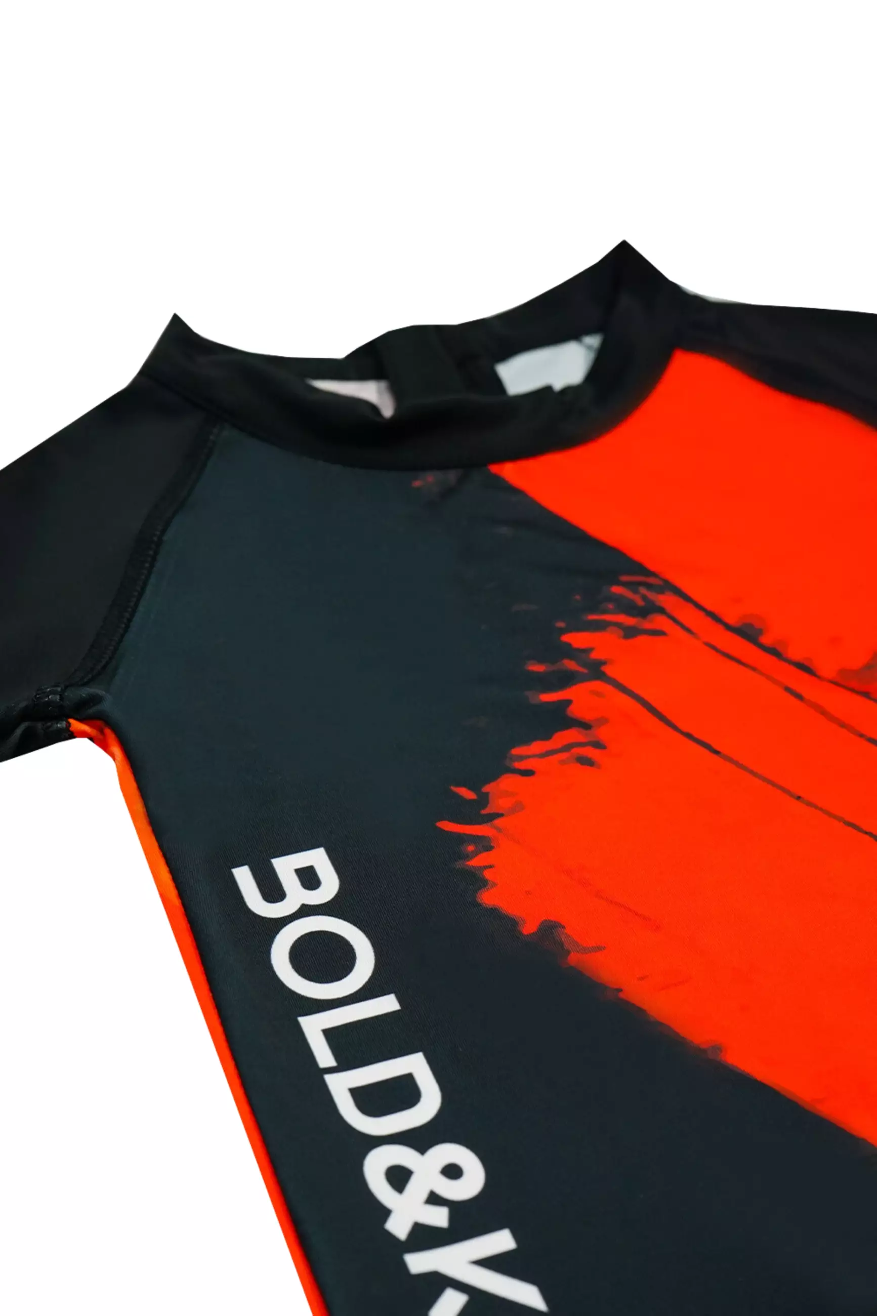 BOLD & KO Rashguard Set In Red Abstract Kids Swimsuit | Baju Renang Anak-Hitam Merah