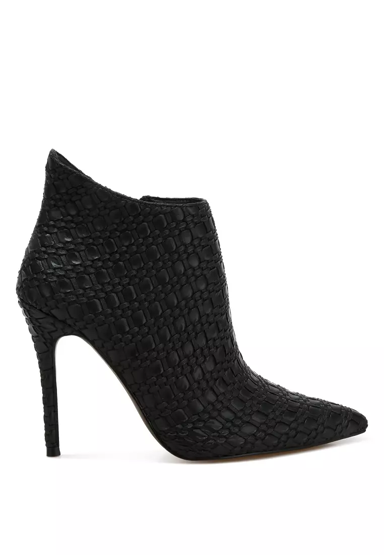 Discount on Rag & CO.  shoes - SKU: Embossed Concave Cut Ankle Boots in Black