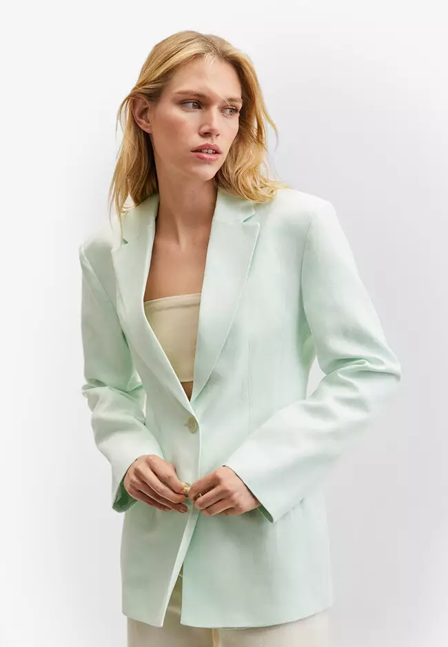 Buy Mango Structured Linen Jacket 2025 Online | ZALORA