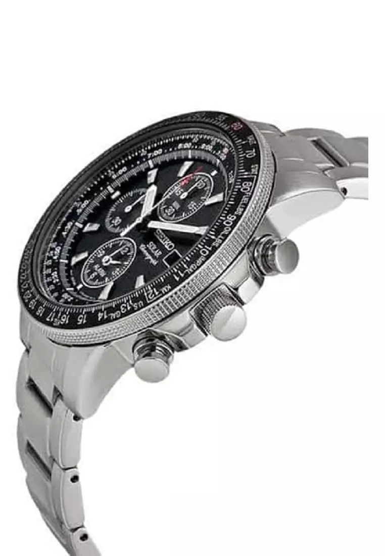 Jual Seiko Seiko Solar Chronograph SSC009P1 Silver Black Original