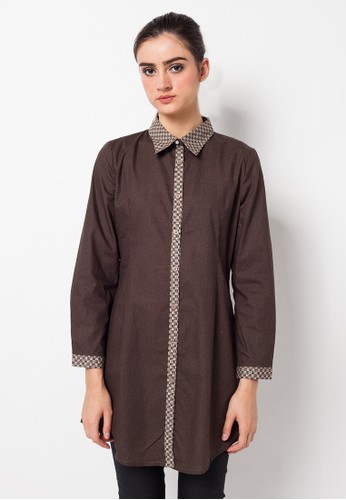 A&D MS 719A Tunic Blouse Long Sleeve - Brown