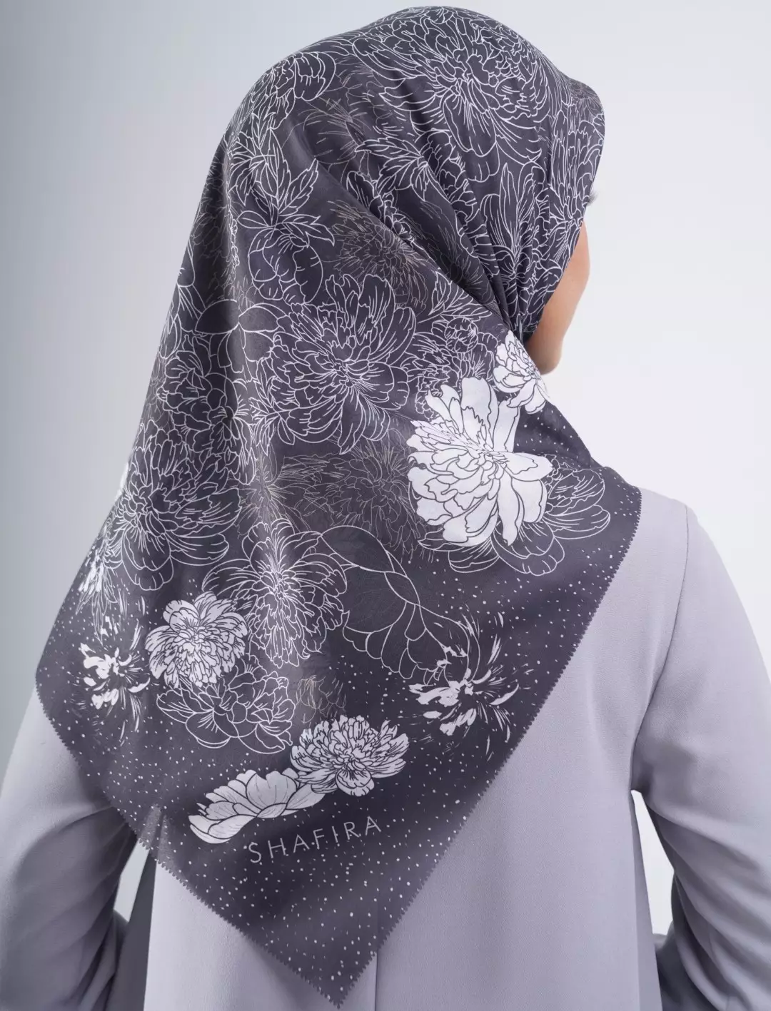 Cezia Printed Scarf Black | Hijab Kerudung Segi Empat Motif