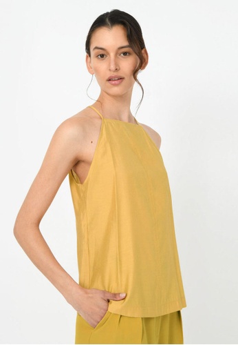 FORCAST yellow FORCAST Geneva Halter Neck Top F0BF7AA1653276GS_1