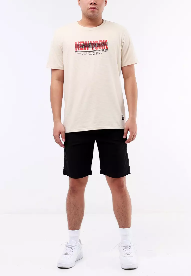 Round Neck Crazyline Short Sleeves T-Shirt