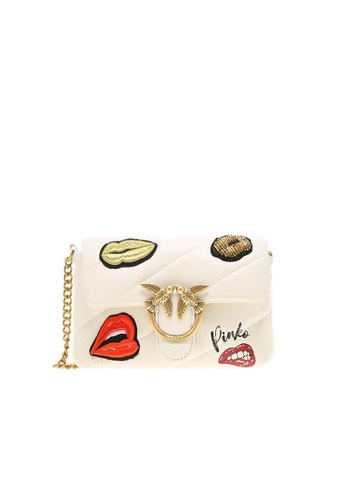 PINKO white Pinko lip print embroidery baby LOVE PUFF oblique quilted handbag 52F67AC3C7ADC0GS_1