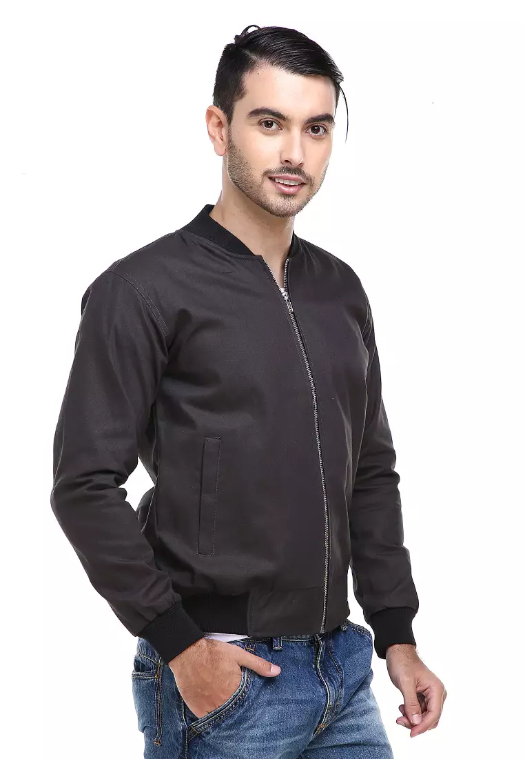 Jems Jaket Bomber Pria & Wanita Deluxe Jacket Material Canvas Baby Premium ORIGINAL - Gray