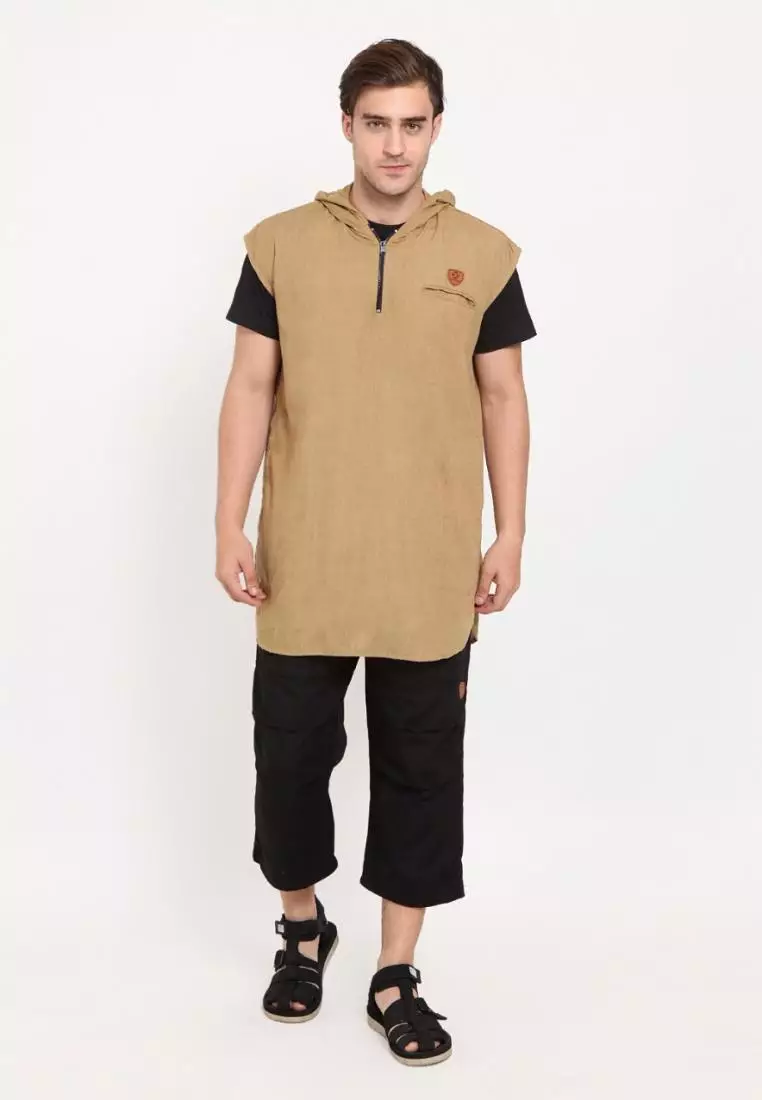Zayidan Rompi Sholat Hoodie Muslim Pria - Khaki
