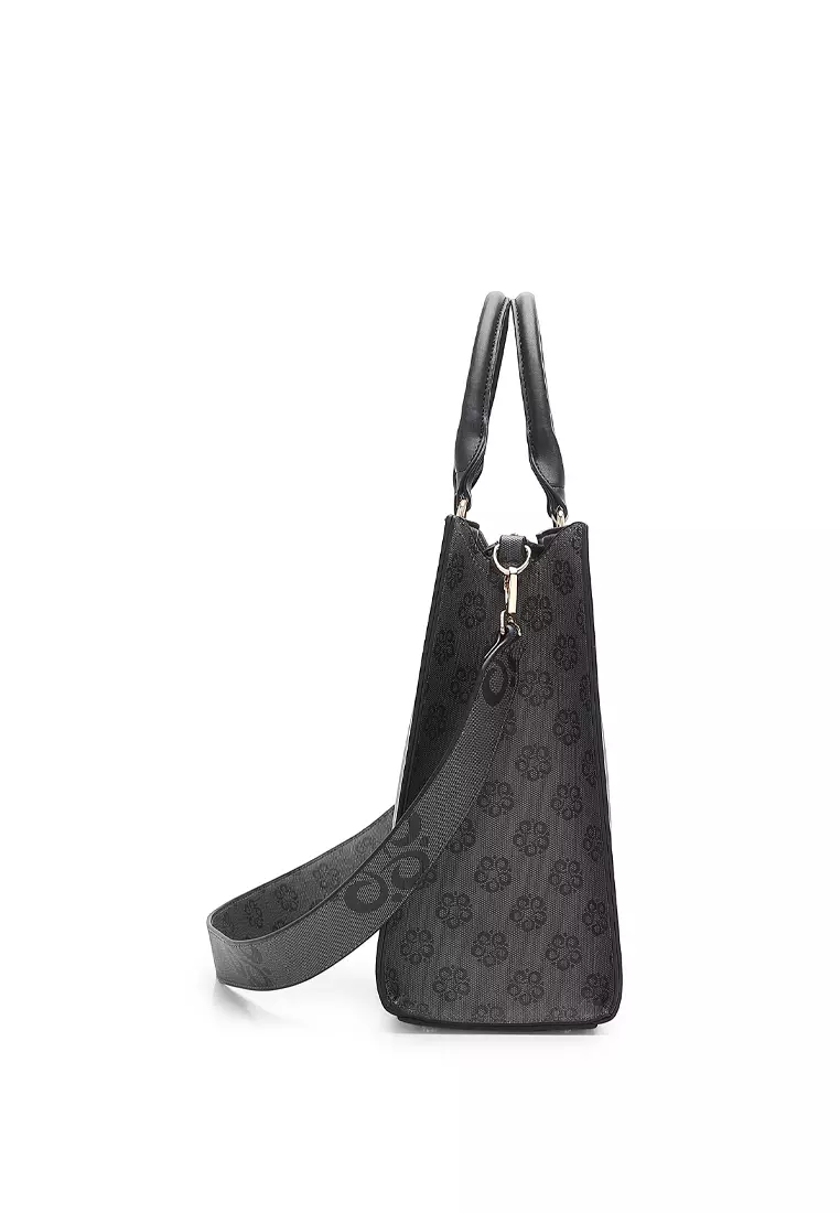 Women's Monogram Top Handle Bag / Sling Bag / Crossbody Bag - Black