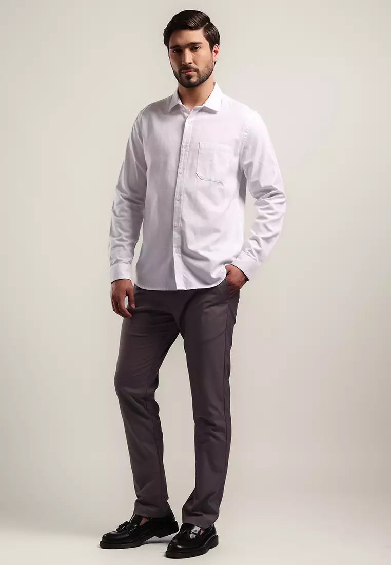 MOC - Kemeja Lengan Panjang DUSTIN - White Warna White