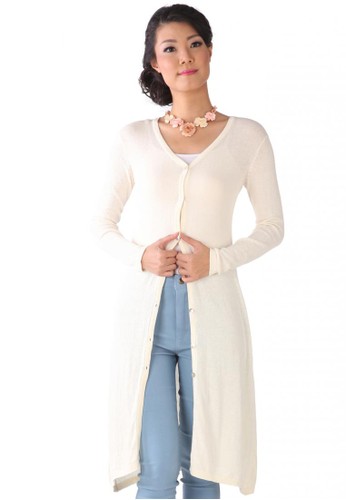 MKY Nadine Long Cardigan in Off White