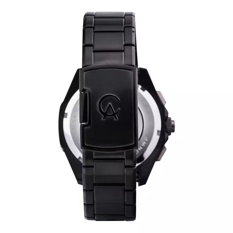 Jam Tangan Pria Alexandre Christie Chronograph AC 6645 MC BIPBALE Men Transparency Dial Black Stainless Steel Strap