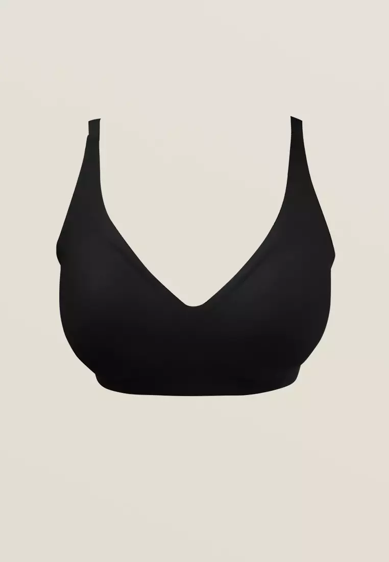 Next to Skin Ladies Seamless Heatpress Comfort Fit Soft Push Up Wireless NonWire Bra Kenzi 1pc (Black)