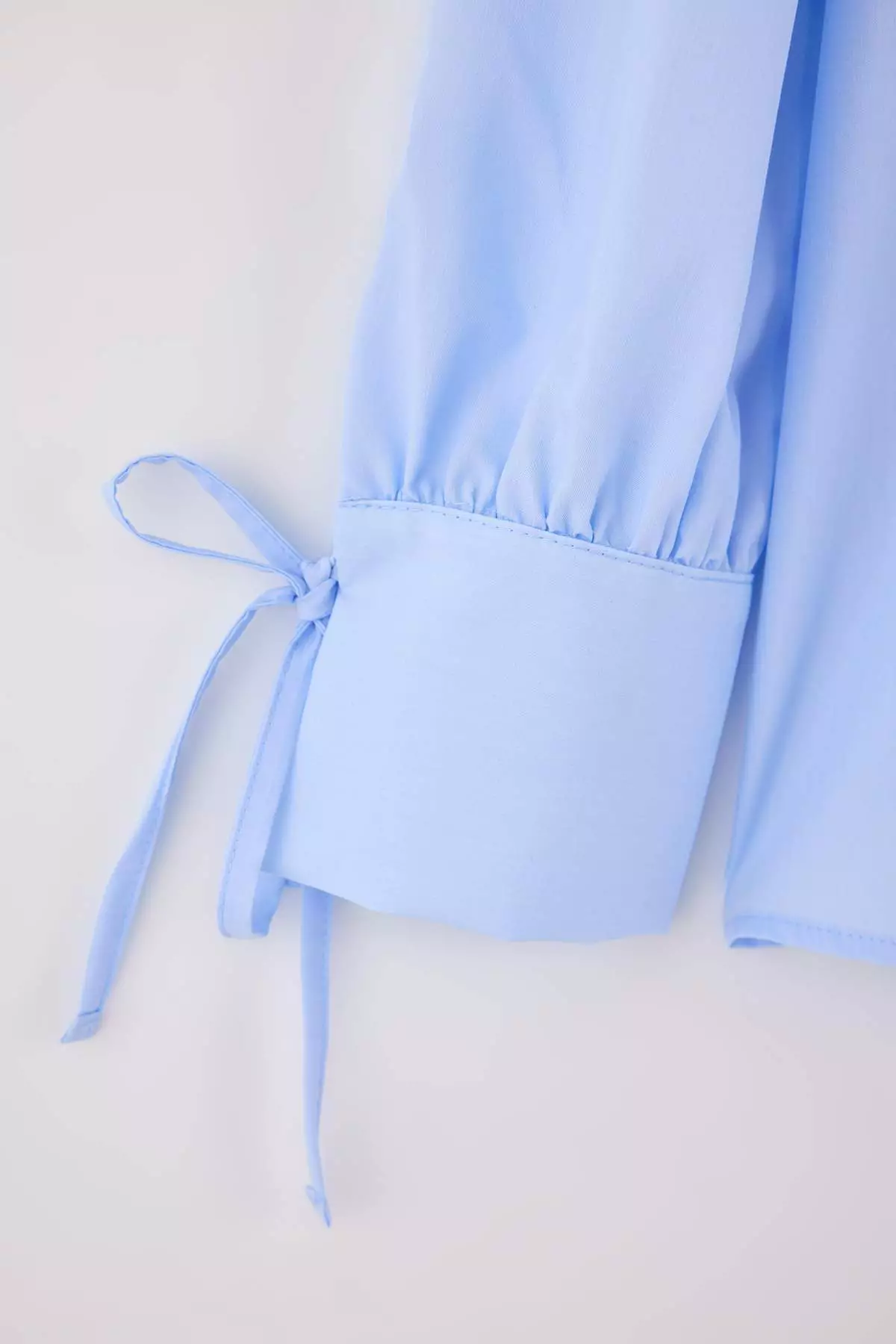 Blue Voile Thin Lace-Up Summer Woven Plus Size Blouse Tbbss26Af00020