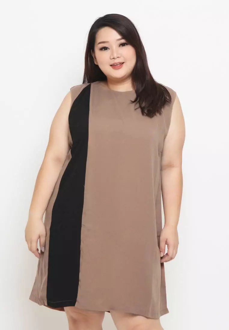 Plus Size Dress Avina Brown/Black