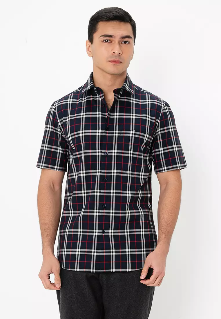 Poplin Burberry Check Shirt Short Sleeve Simson Burberry Check