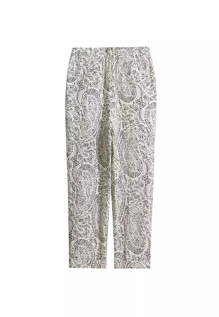 White Floral Wide Leg Formal Pants