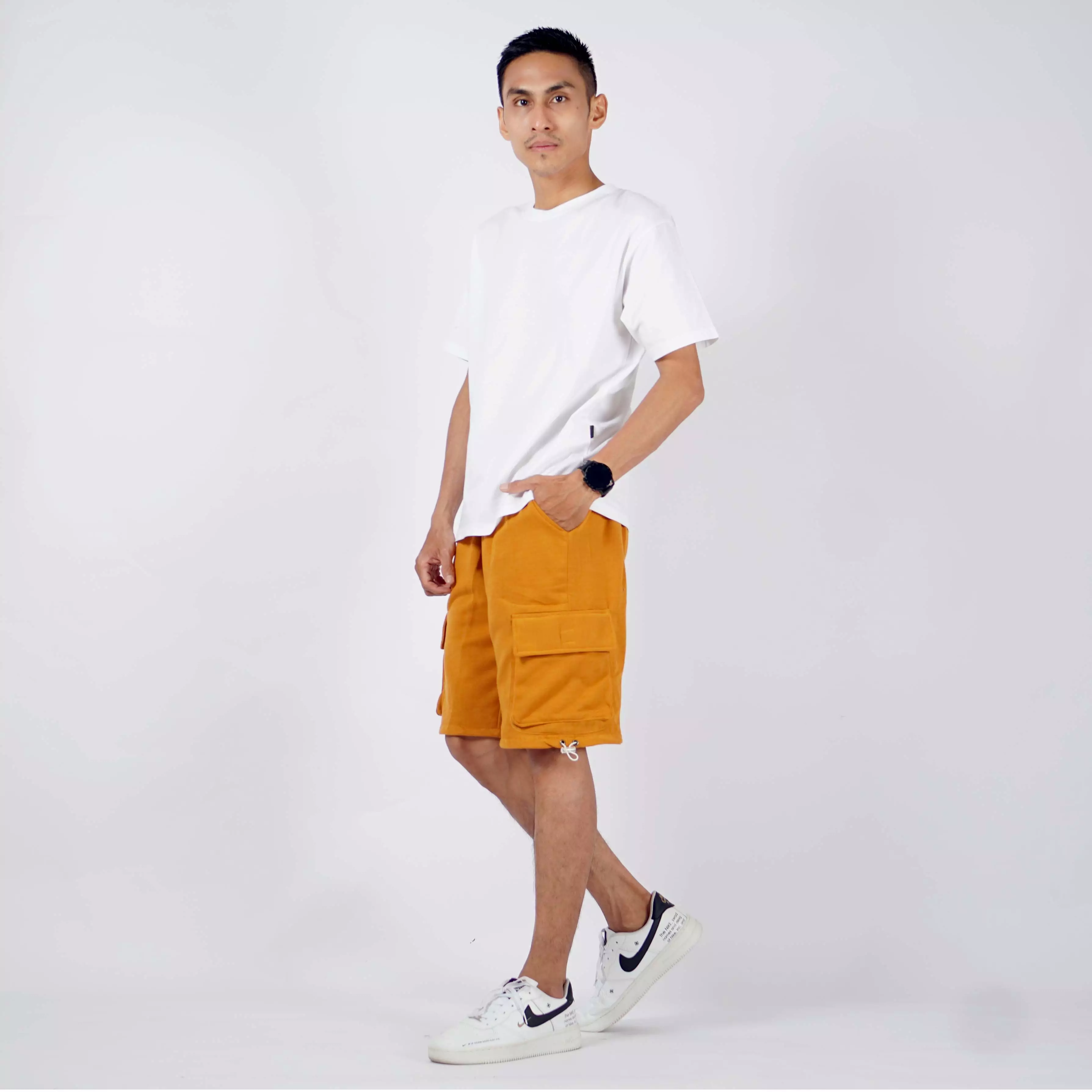 JUAN Cargo Pants Pria Celana Pendek Pria Cargo Celana Kargo Pendek - MUSTARD