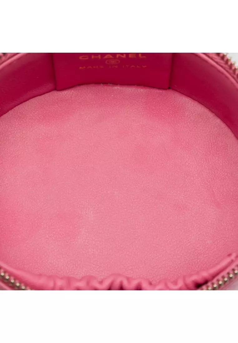 Pre-Loved Chanel Mini Cc Quilted Lambskin Pearl Top Handle Vanity Case With Chain