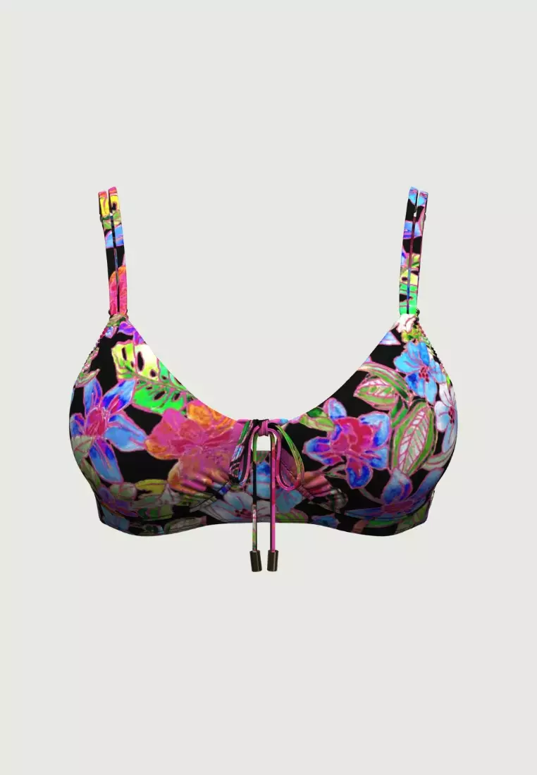 Tropadelic Island Black Plus Cup Tie Front Bikini Top