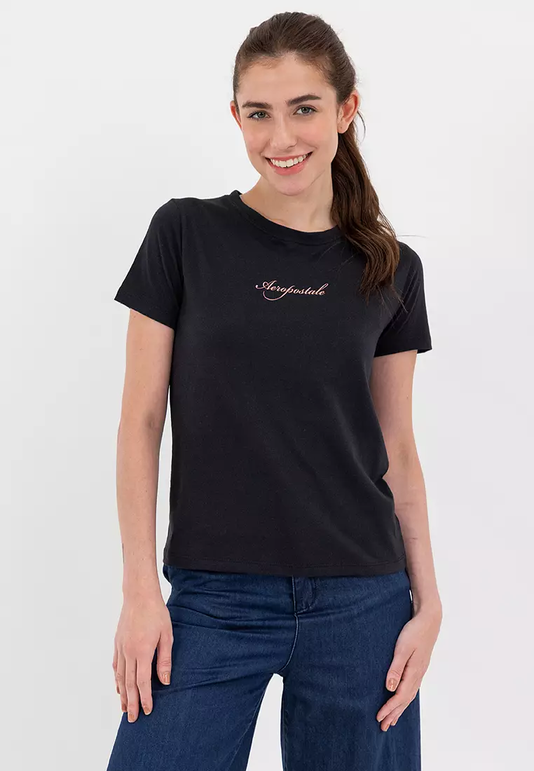 Online Exclusive Ladies Script Logo Tee Black
