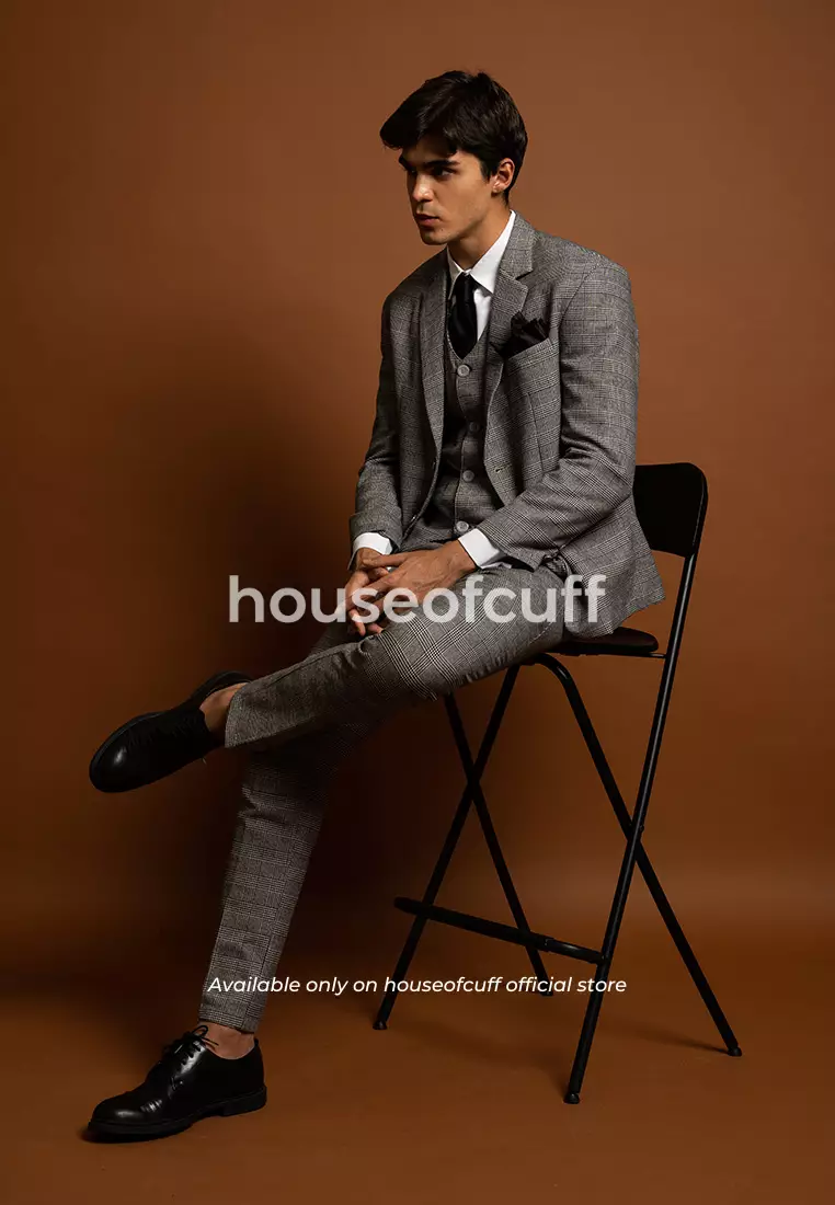 Houseofcuff Jas Celana Vest Rompi Blazer Abu Abu Slim Fit Motif Kotak