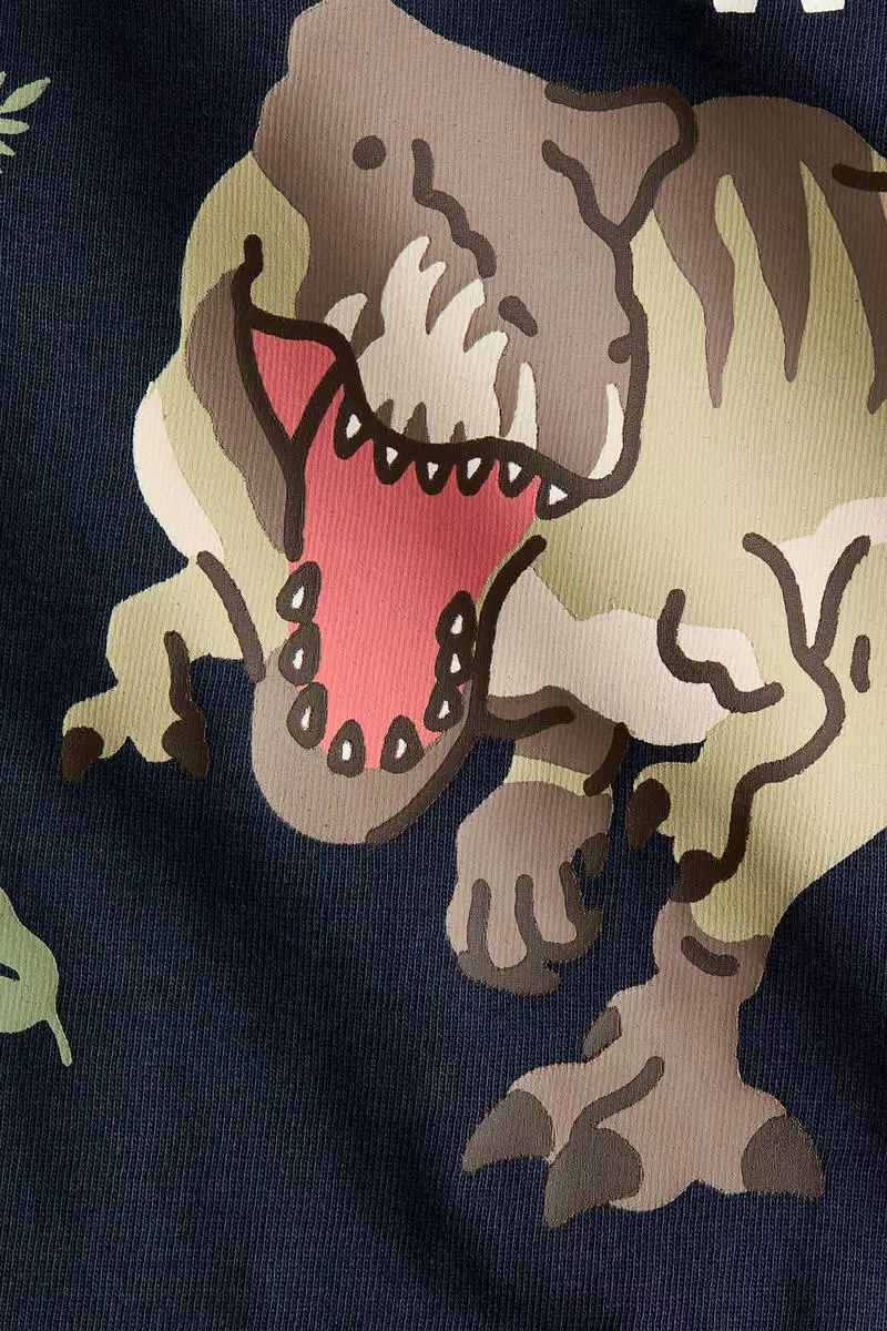 Print-motif cotton T-shirt