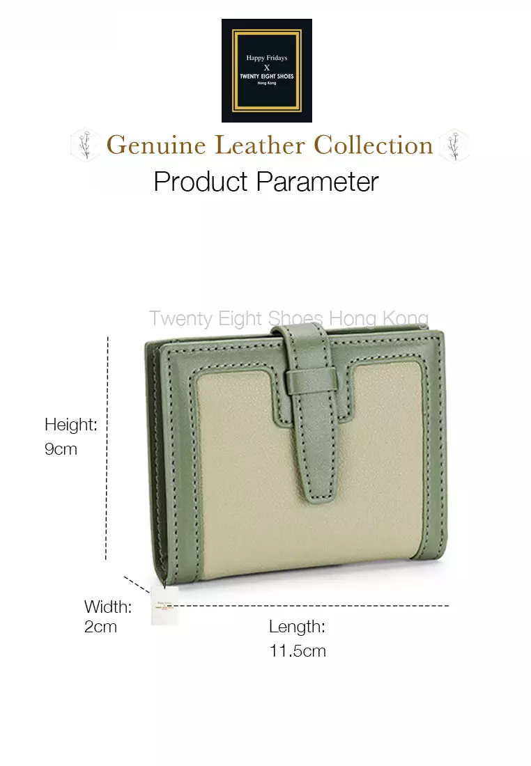 Genuine Calf Leather Color Matching Bi-Fold Wallet JW YT-2203