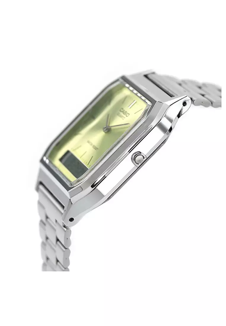 Vintage Women Analog-Digital Watch AQ-230A-9AMQY Silver Stainless Steel Strap
