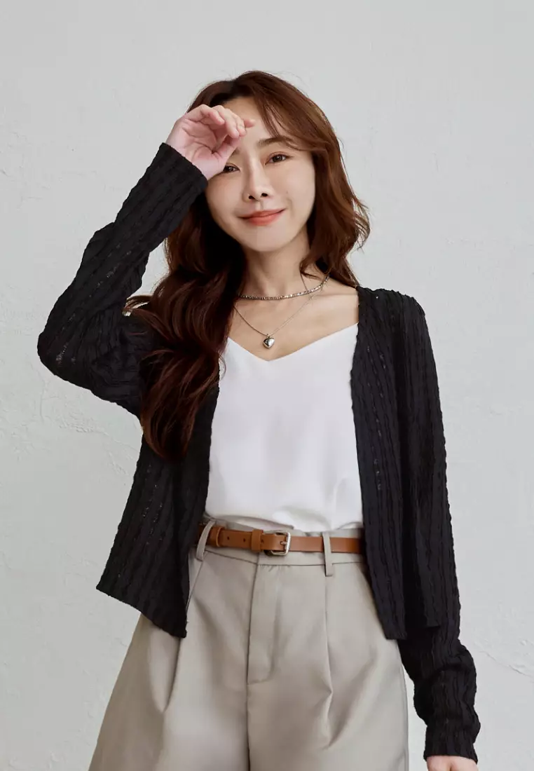 多色微透膚立體肌理外罩上衣《EA3965》