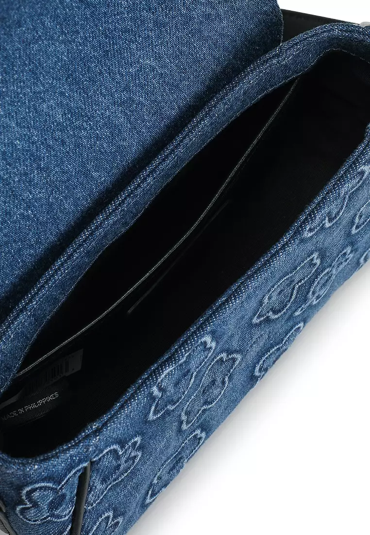 The Puffy Daisy Denim Clover Shoulder Bag
