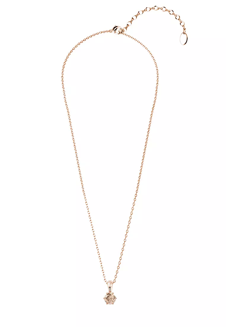 Galaxy Stone Pendant Silk Light Peach Rose RG - Kalung Crystal by Her Jewellery