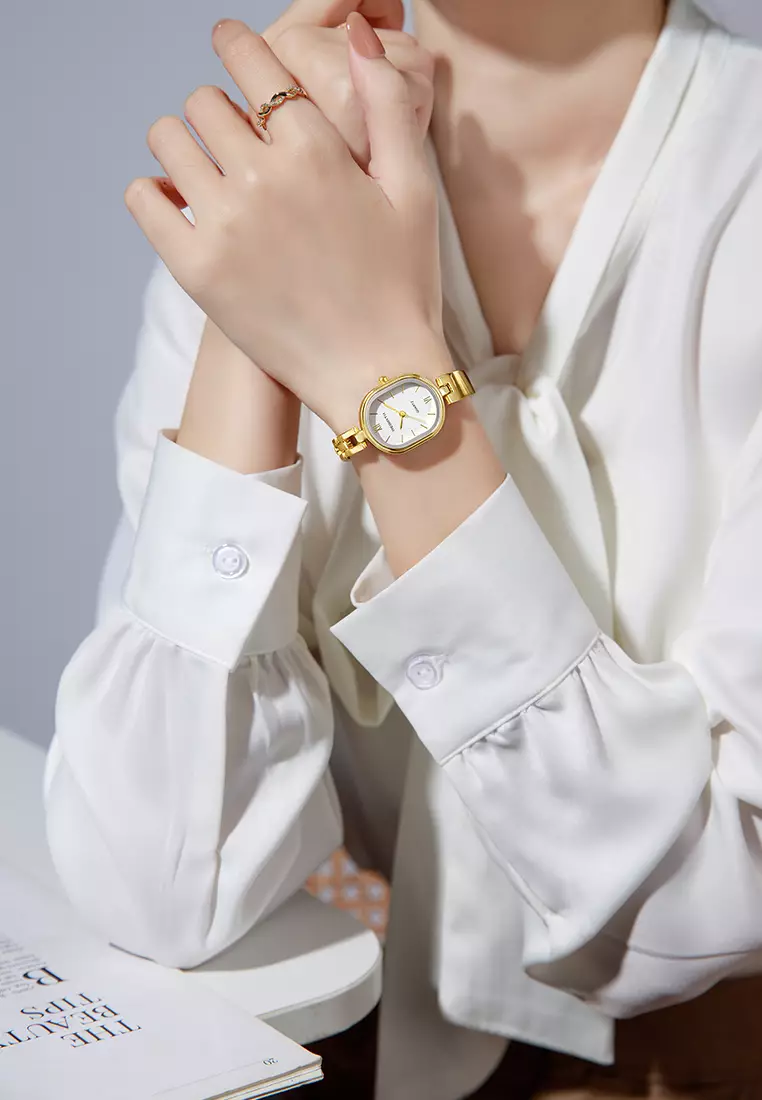 Jam Tangan Wanita Anti Air Korea Kuasar Original Cewek Gelang Tali Jam Tangan Cewek Gold